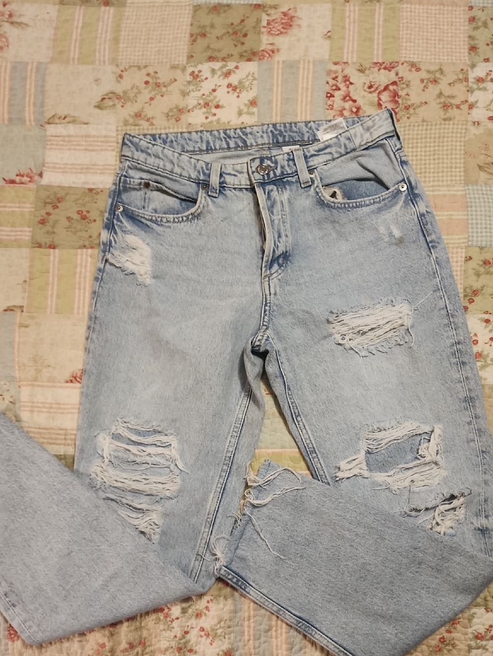 Light Wash Distressed Boyfriend Jeans
